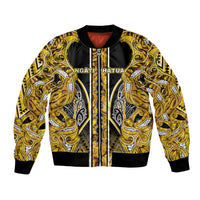 Aotearoa Ngati Whatua Bomber Jacket Maori Tribal Gold Paua Shell Pattern