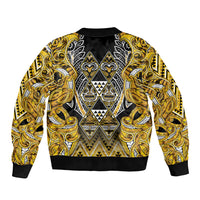 Aotearoa Ngati Whatua Bomber Jacket Maori Tribal Gold Paua Shell Pattern