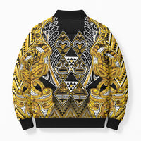 Aotearoa Ngati Whatua Bomber Puffer Jacket Maori Tribal Gold Paua Shell Pattern