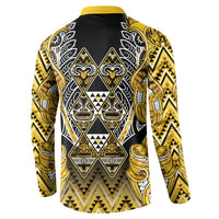 Aotearoa Ngati Whatua Button Sweatshirt Maori Tribal Gold Paua Shell Pattern