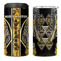 Aotearoa Ngati Whatua 4 in 1 Can Cooler Tumbler Maori Tribal Gold Paua Shell Pattern