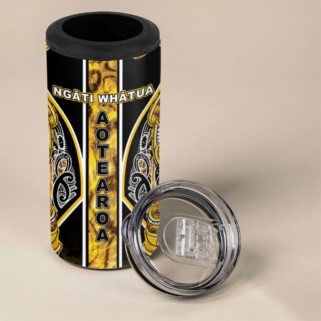 Aotearoa Ngati Whatua 4 in 1 Can Cooler Tumbler Maori Tribal Gold Paua Shell Pattern