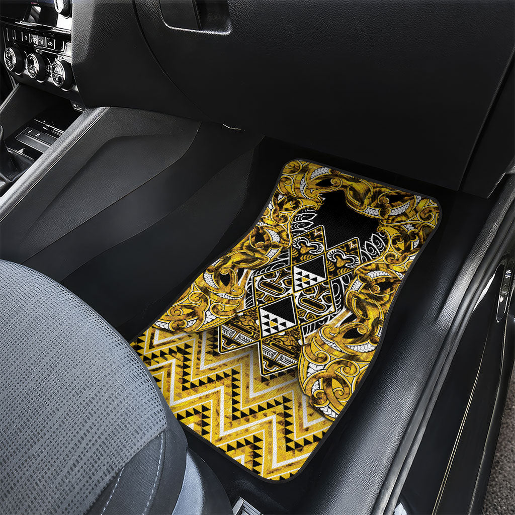 Aotearoa Ngati Whatua Car Mats Maori Tribal Gold Paua Shell Pattern