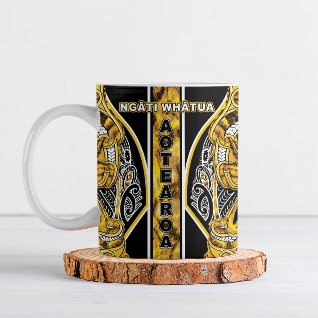 Aotearoa Ngati Whatua Ceramic Mug Maori Tribal Gold Paua Shell Pattern