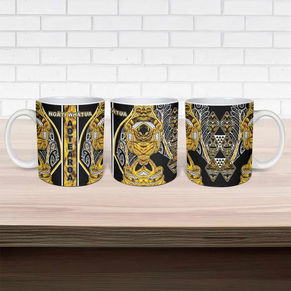 Aotearoa Ngati Whatua Ceramic Mug Maori Tribal Gold Paua Shell Pattern