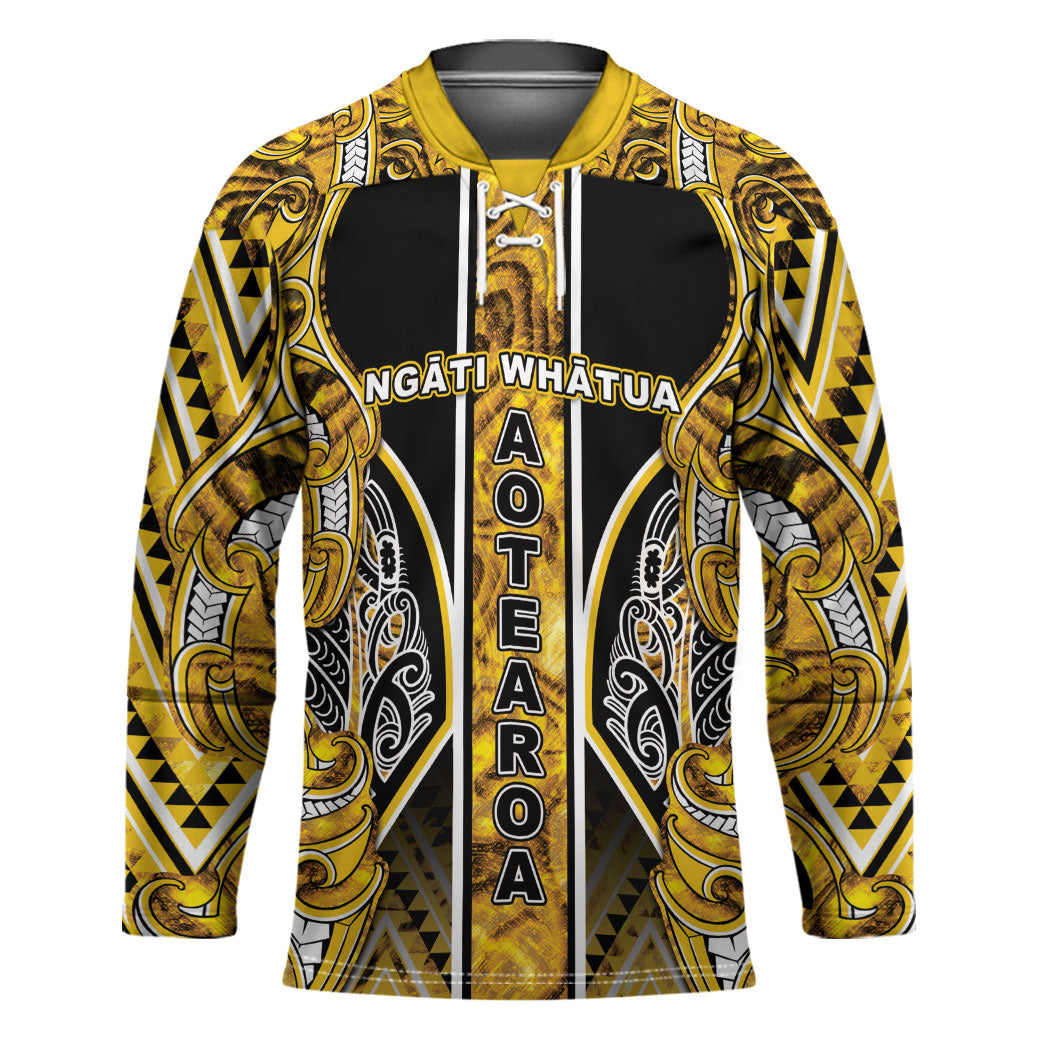 Aotearoa Ngati Whatua Hockey Jersey Maori Tribal Gold Paua Shell Pattern