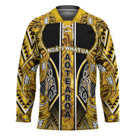 Aotearoa Ngati Whatua Hockey Jersey Maori Tribal Gold Paua Shell Pattern