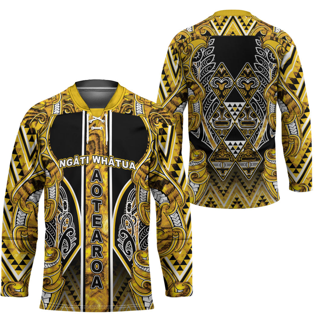 Aotearoa Ngati Whatua Hockey Jersey Maori Tribal Gold Paua Shell Pattern