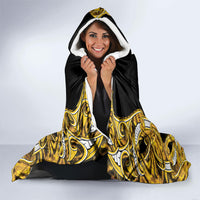 Aotearoa Ngati Whatua Hooded Blanket Maori Tribal Gold Paua Shell Pattern