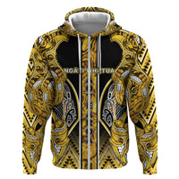 Aotearoa Ngati Whatua Hoodie Maori Tribal Gold Paua Shell Pattern