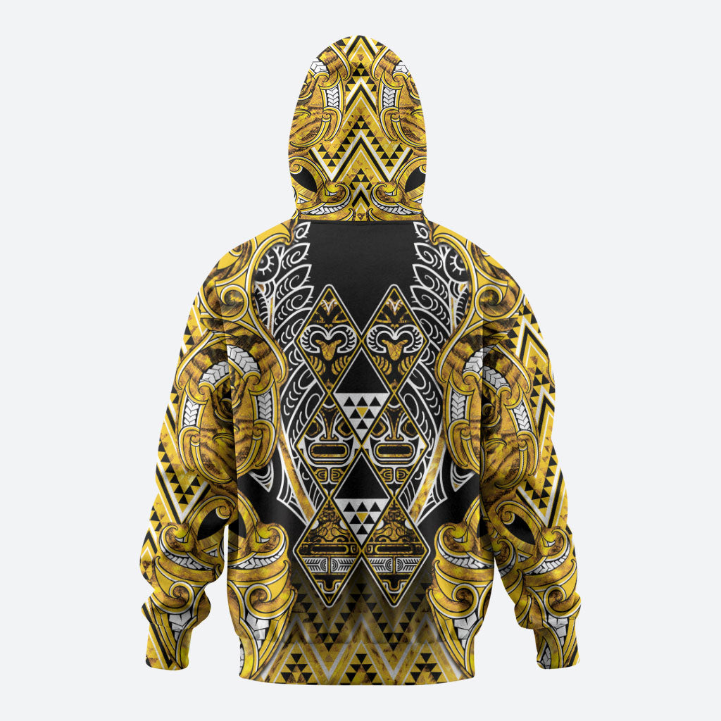 Aotearoa Ngati Whatua Hoodie Maori Tribal Gold Paua Shell Pattern