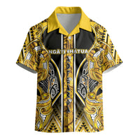 Aotearoa Ngati Whatua Kid Hawaiian Shirt Maori Tribal Gold Paua Shell Pattern