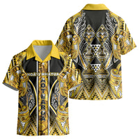 Aotearoa Ngati Whatua Kid Hawaiian Shirt Maori Tribal Gold Paua Shell Pattern