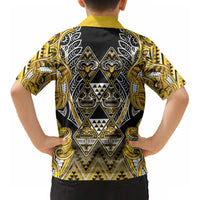 Aotearoa Ngati Whatua Kid Hawaiian Shirt Maori Tribal Gold Paua Shell Pattern