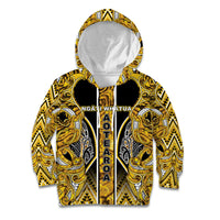 Aotearoa Ngati Whatua Kid Hoodie Maori Tribal Gold Paua Shell Pattern