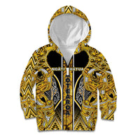 Aotearoa Ngati Whatua Kid Hoodie Maori Tribal Gold Paua Shell Pattern