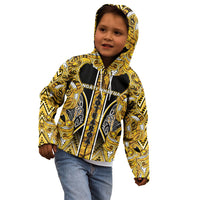 Aotearoa Ngati Whatua Kid Hoodie Maori Tribal Gold Paua Shell Pattern