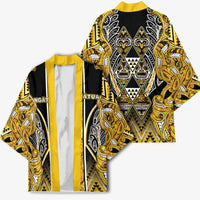 Aotearoa Ngati Whatua Kimono Maori Tribal Gold Paua Shell Pattern