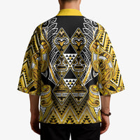 Aotearoa Ngati Whatua Kimono Maori Tribal Gold Paua Shell Pattern