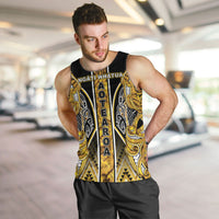 Aotearoa Ngati Whatua Men Tank Top Maori Tribal Gold Paua Shell Pattern
