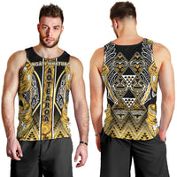 Aotearoa Ngati Whatua Men Tank Top Maori Tribal Gold Paua Shell Pattern