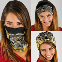 Aotearoa Ngati Whatua Neck Gaiter Maori Tribal Gold Paua Shell Pattern