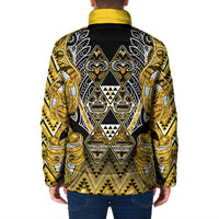 Aotearoa Ngati Whatua Padded Jacket Maori Tribal Gold Paua Shell Pattern