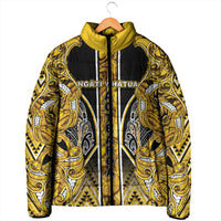 Aotearoa Ngati Whatua Padded Jacket Maori Tribal Gold Paua Shell Pattern