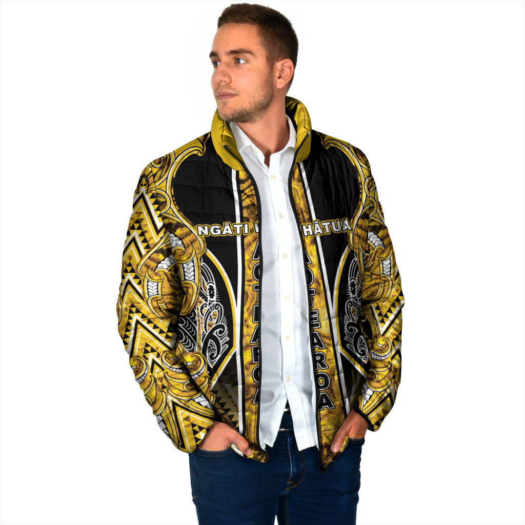 Aotearoa Ngati Whatua Padded Jacket Maori Tribal Gold Paua Shell Pattern