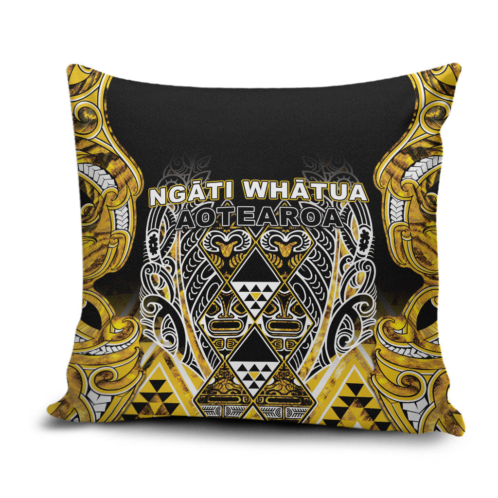 Aotearoa Ngati Whatua Pillow Cover Maori Tribal Gold Paua Shell Pattern