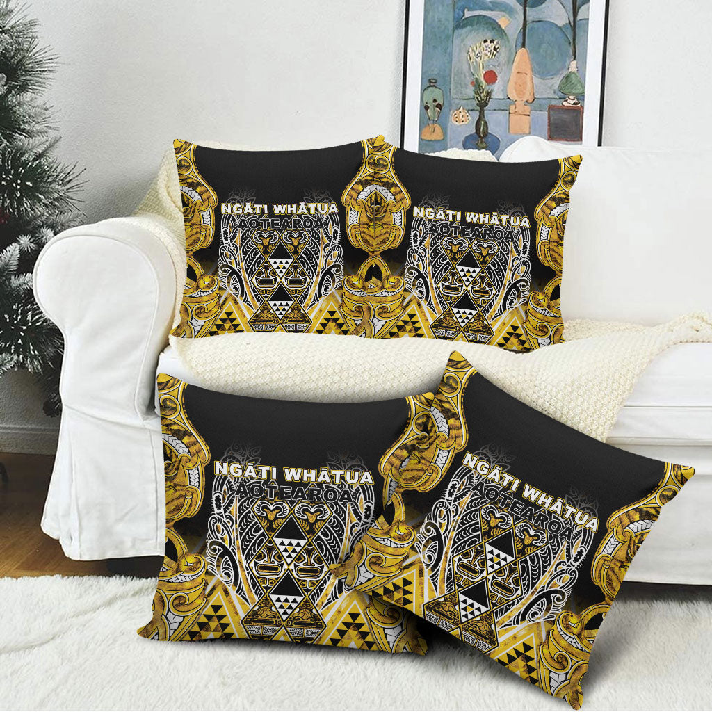 Aotearoa Ngati Whatua Pillow Cover Maori Tribal Gold Paua Shell Pattern