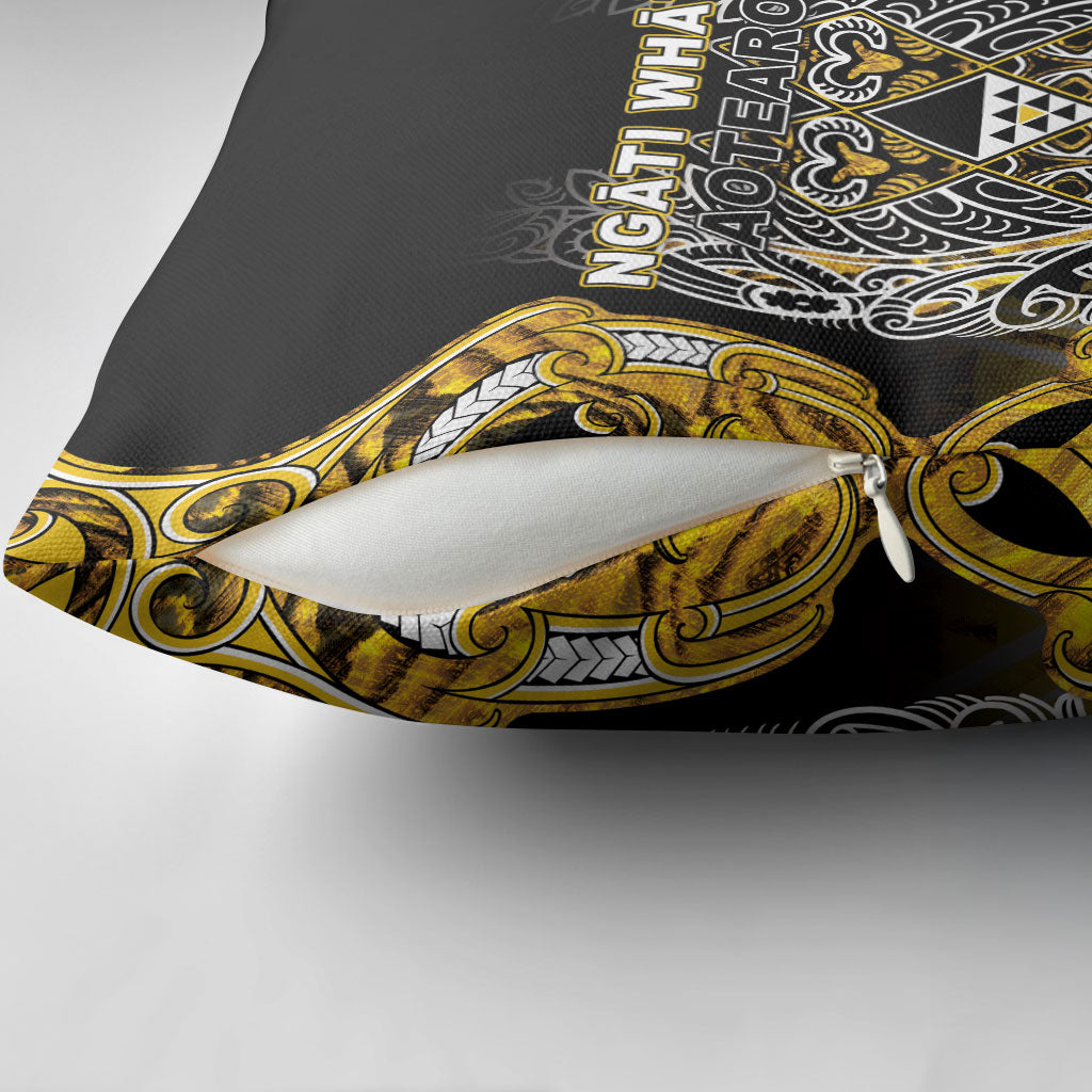 Aotearoa Ngati Whatua Pillow Cover Maori Tribal Gold Paua Shell Pattern