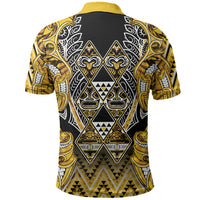 Aotearoa Ngati Whatua Polo Shirt Maori Tribal Gold Paua Shell Pattern