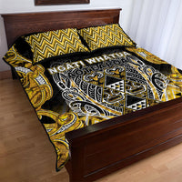 Aotearoa Ngati Whatua Quilt Bed Set Maori Tribal Gold Paua Shell Pattern