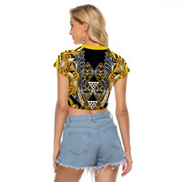 Aotearoa Ngati Whatua Raglan Cropped T Shirt Maori Tribal Gold Paua Shell Pattern