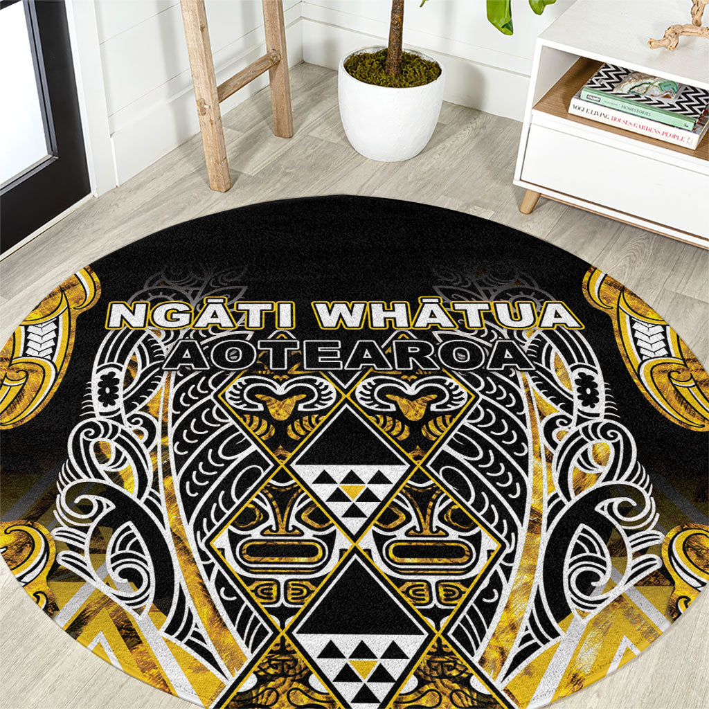 Aotearoa Ngati Whatua Round Carpet Maori Tribal Gold Paua Shell Pattern
