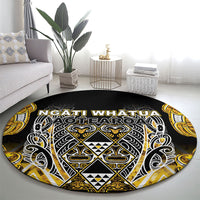 Aotearoa Ngati Whatua Round Carpet Maori Tribal Gold Paua Shell Pattern
