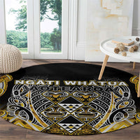 Aotearoa Ngati Whatua Round Carpet Maori Tribal Gold Paua Shell Pattern