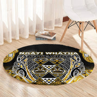 Aotearoa Ngati Whatua Round Carpet Maori Tribal Gold Paua Shell Pattern