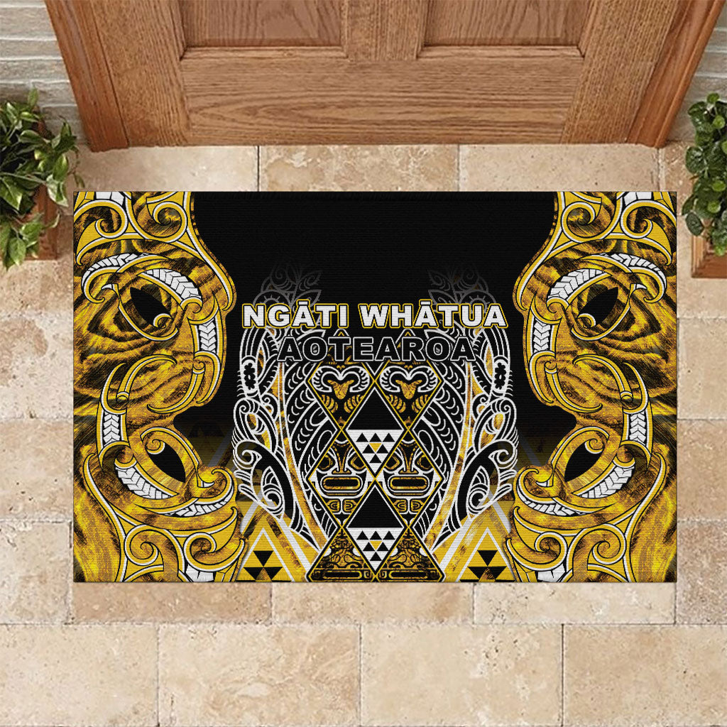 Aotearoa Ngati Whatua Rubber Doormat Maori Tribal Gold Paua Shell Pattern