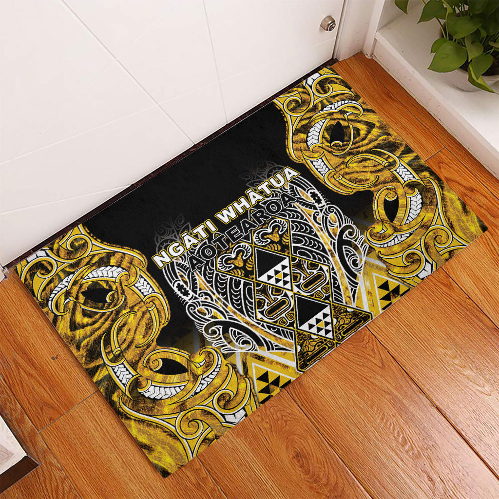 Aotearoa Ngati Whatua Rubber Doormat Maori Tribal Gold Paua Shell Pattern