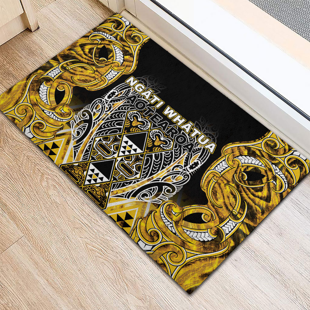 Aotearoa Ngati Whatua Rubber Doormat Maori Tribal Gold Paua Shell Pattern