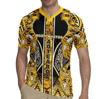 Aotearoa Ngati Whatua Rugby Jersey Maori Tribal Gold Paua Shell Pattern