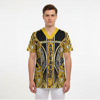 Aotearoa Ngati Whatua Scrub Top Maori Tribal Gold Paua Shell Pattern