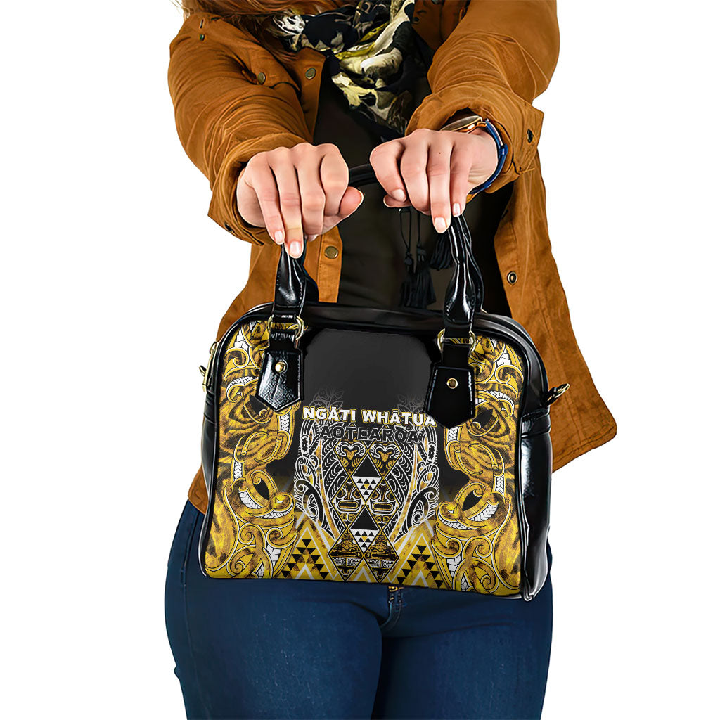 Aotearoa Ngati Whatua Shoulder Handbag Maori Tribal Gold Paua Shell Pattern