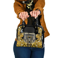 Aotearoa Ngati Whatua Shoulder Handbag Maori Tribal Gold Paua Shell Pattern