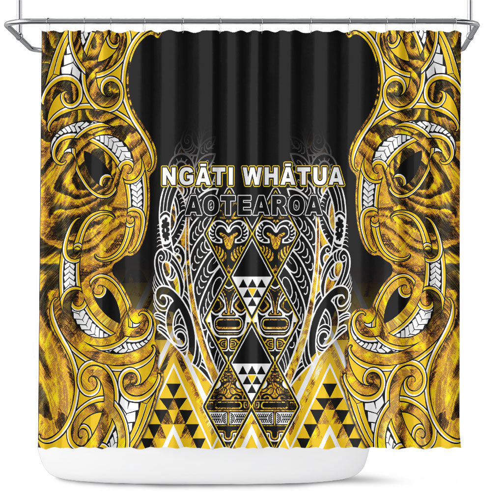 Aotearoa Ngati Whatua Shower Curtain Maori Tribal Gold Paua Shell Pattern