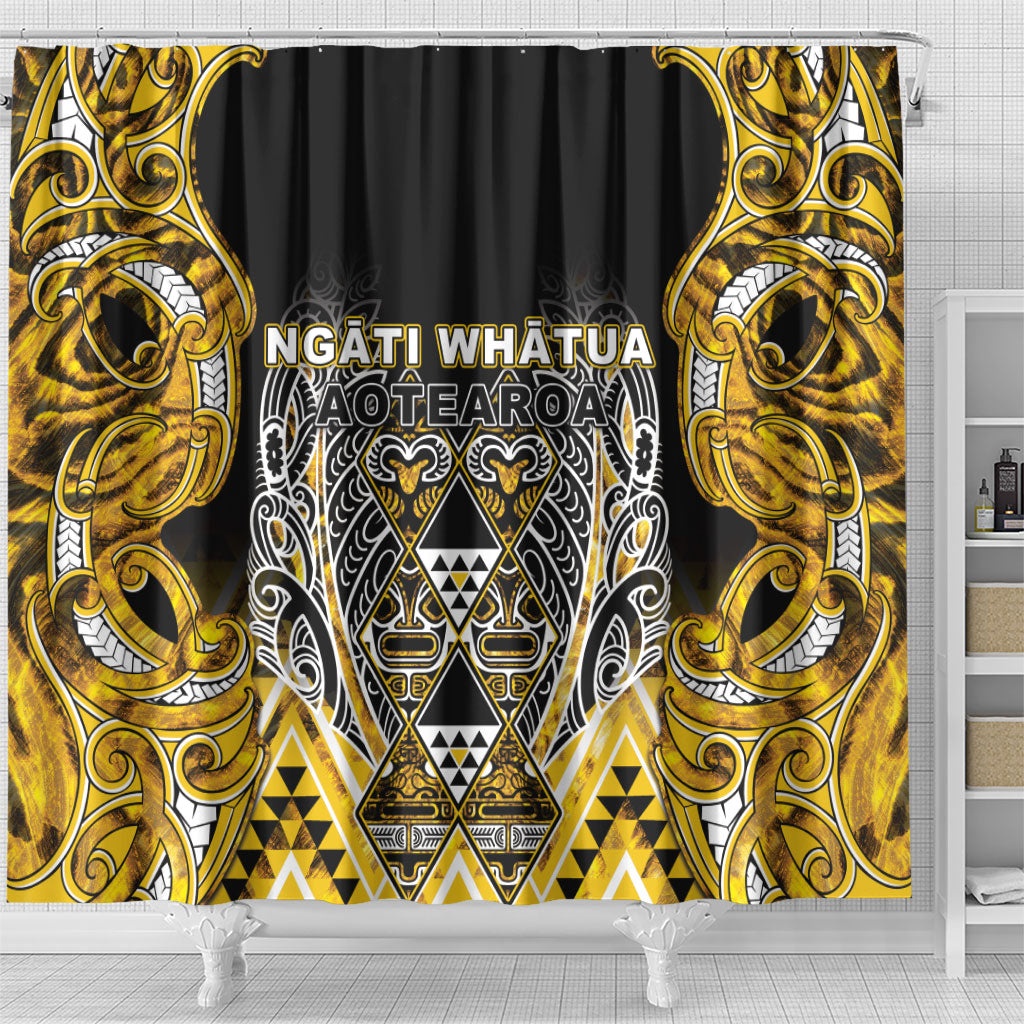 Aotearoa Ngati Whatua Shower Curtain Maori Tribal Gold Paua Shell Pattern