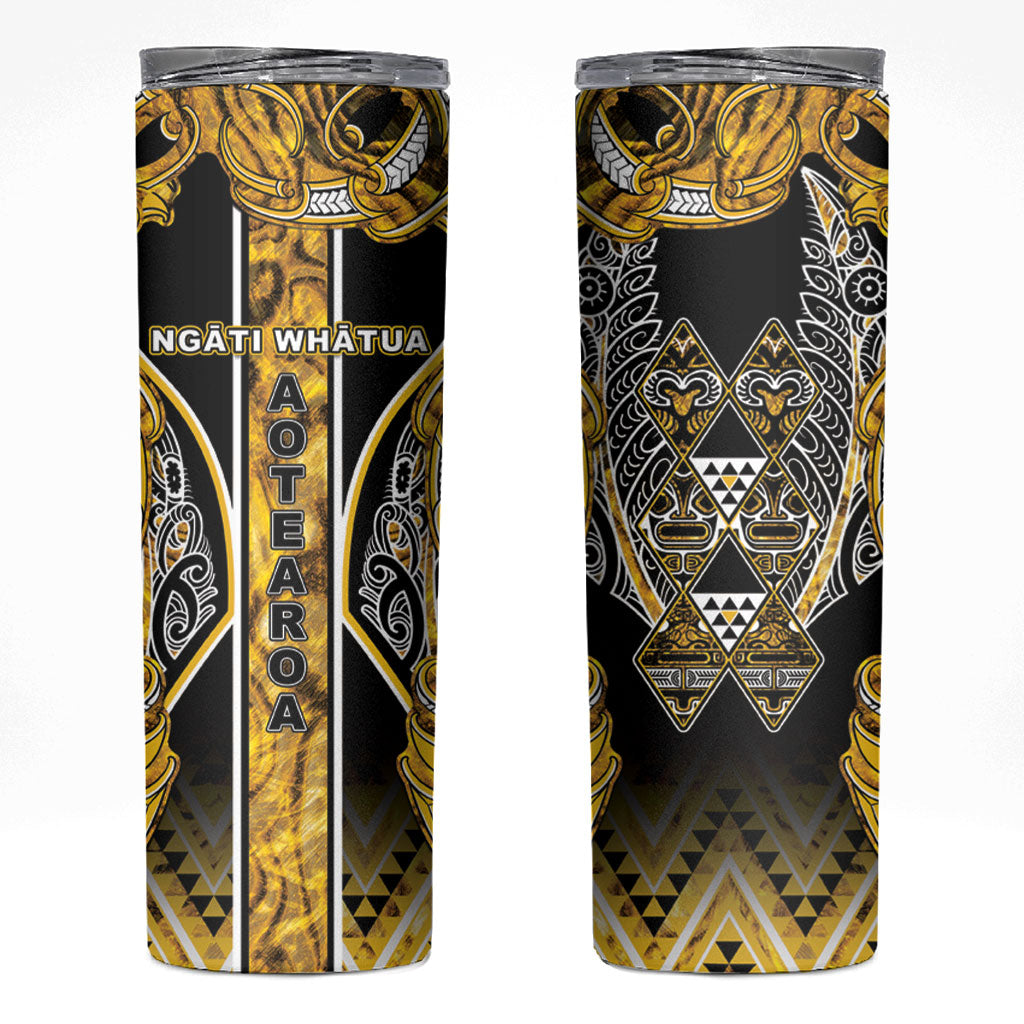 Aotearoa Ngati Whatua Skinny Tumbler Maori Tribal Gold Paua Shell Pattern