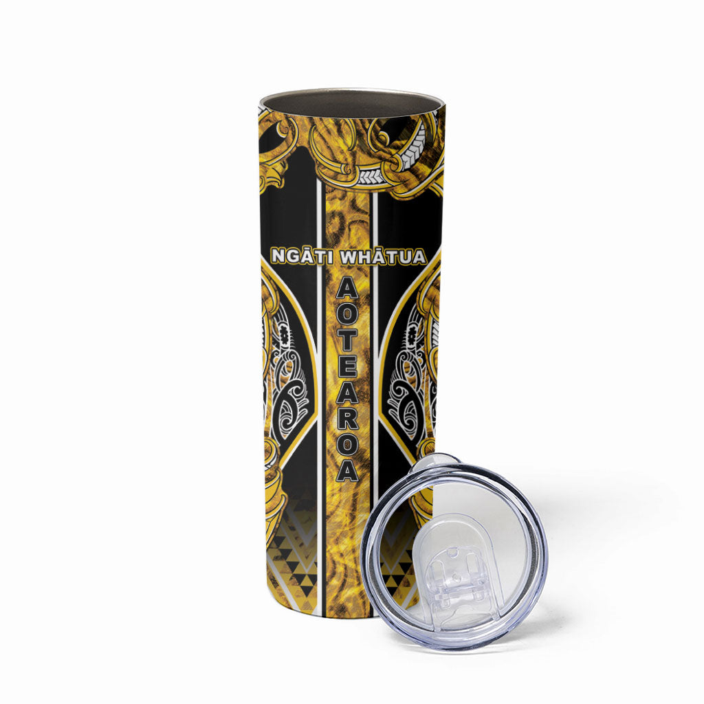 Aotearoa Ngati Whatua Skinny Tumbler Maori Tribal Gold Paua Shell Pattern